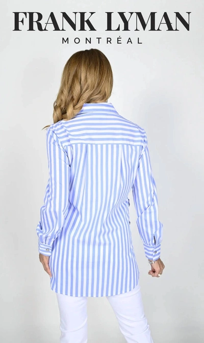 Shop Frank Lyman Button Down Shirt In Blue Stripe