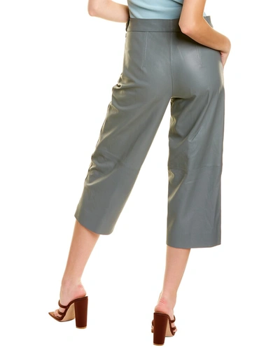 Shop Vince Leather Crop Wide Pant In Blue