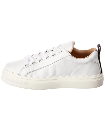 Shop Chloé Chloe Lauren Scalloped Leather Sneaker In White