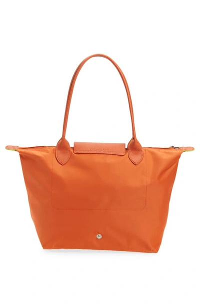Shop Longchamp Medium Le Pliage Green Recycled Canvas Shoulder Tote Bag In Carrot