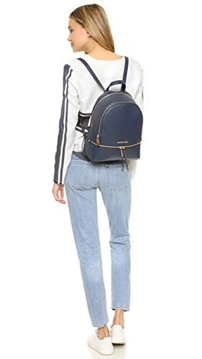 Shop Michael Michael Kors Rhea Small Backpack In Navy