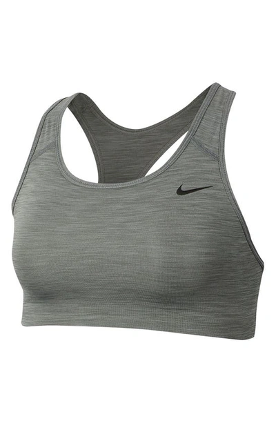 Shop Nike Swoosh Dri-fit Racerback Sports Bra In Smoke Grey/ Pure/ Black