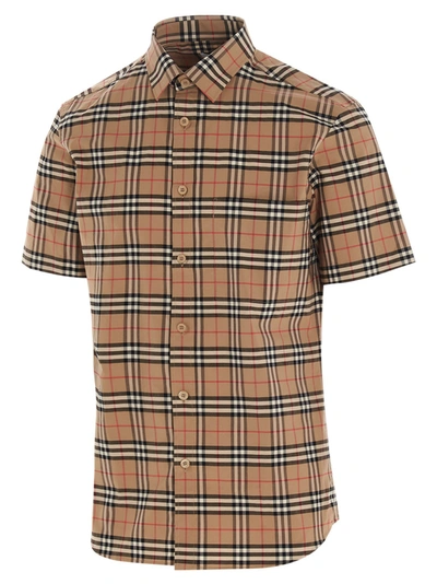 Shop Burberry 'simpson' Shirt In Beige