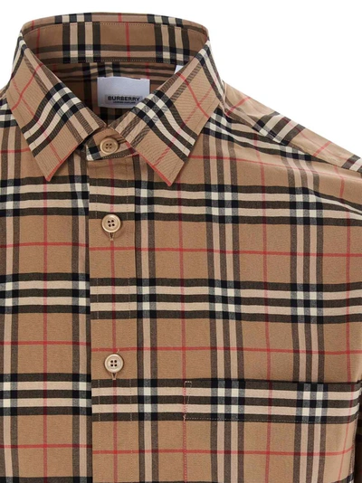 Shop Burberry 'simpson' Shirt In Beige