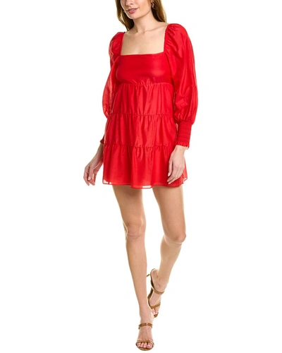 Shop Alice And Olivia Rowen Silk-blend Mini Dress In Red