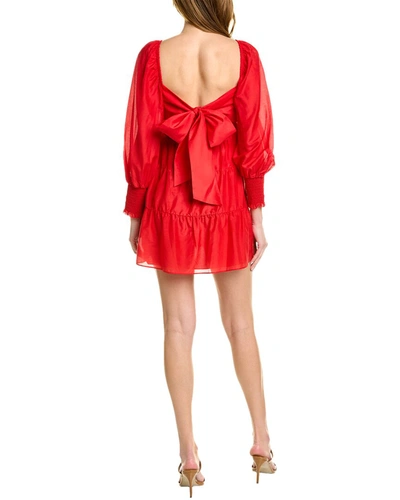 Shop Alice And Olivia Rowen Silk-blend Mini Dress In Red