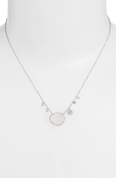 Shop Meira T Meirat Drusy & Diamond Pendant Necklace In Gray Druzy/ White Gold