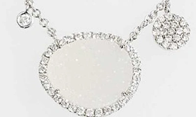 Shop Meira T Meirat Drusy & Diamond Pendant Necklace In Gray Druzy/ White Gold