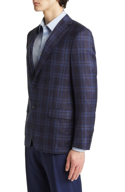 Shop Hickey Freeman Heritage Gold Plaid Wool Blend Sport Coat In Navy