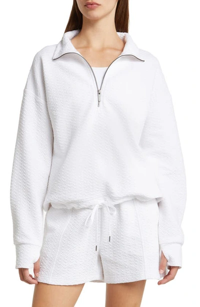 Shop Zella Revive Half Zip Sweatshirt In White
