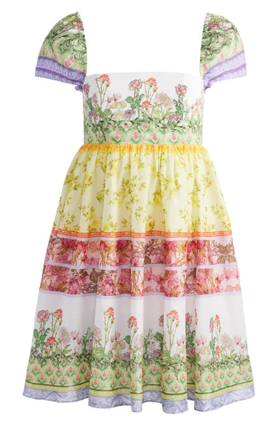 Shop Alice And Olivia Tamia Mixed Floral Cotton Babydoll Dress In Floral Fest
