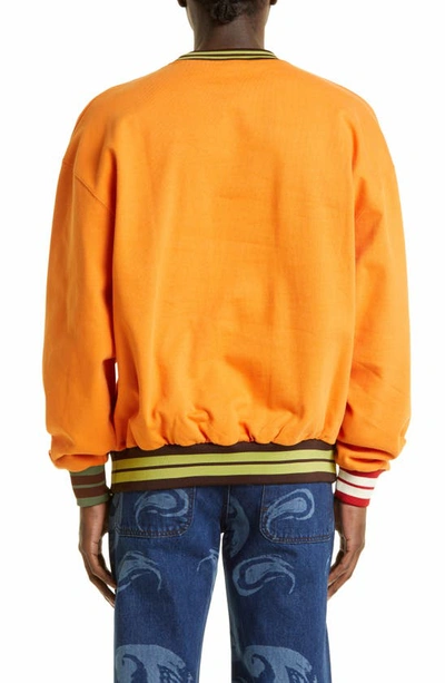 Shop Jacquemus Le Sweatshirt Lasso Stripe Rib Trim Sweatshirt In Orange