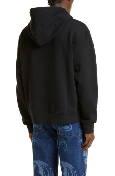 Shop Jacquemus Le Sweatshirt Brodé Embroidered Logo Organic Cotton Hoodie In 990 Black