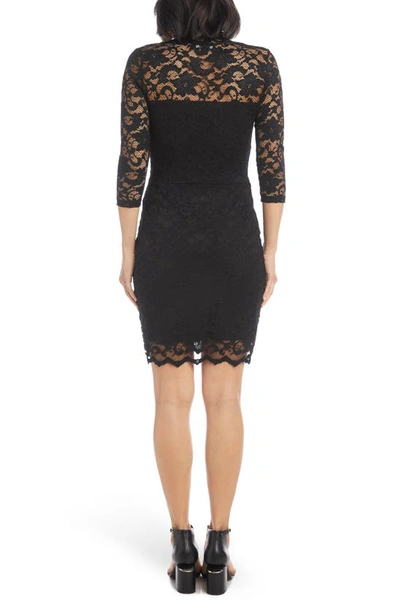 Karen Kane Three-quarter-sleeve Lace Sheath In Black