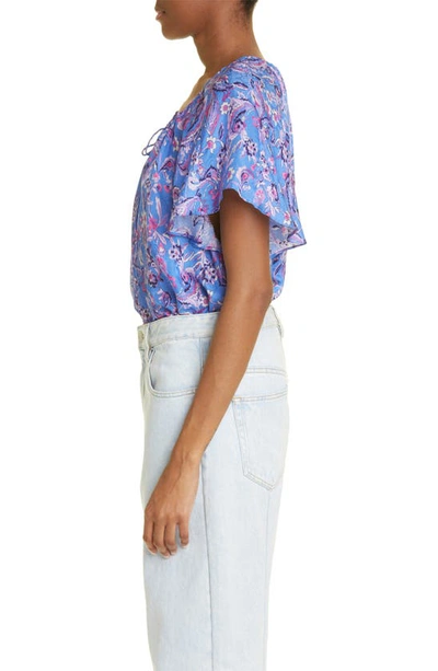Shop Isabel Marant Penelope Flutter Sleeve Top In Blue