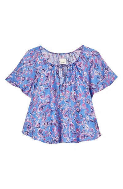 Shop Isabel Marant Penelope Flutter Sleeve Top In Blue