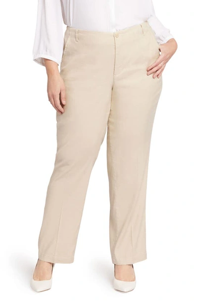 Nydj Marilyn Straight Leg Linen Blend Trousers In Feather