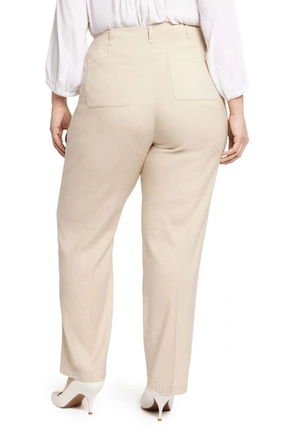 Nydj Marilyn Straight Leg Linen Blend Trousers In Feather