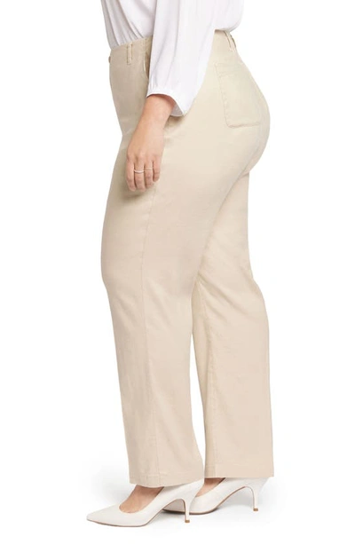 Nydj Marilyn Straight Leg Linen Blend Trousers In Feather