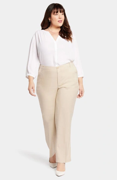 Nydj Marilyn Straight Leg Linen Blend Trousers In Feather