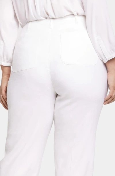 Shop Nydj Marilyn Straight Leg Linen Blend Trousers In Optic White