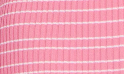 Shop Staud Shoko Stripe Long Sleeve Sweater Dress In Coral Pink/white