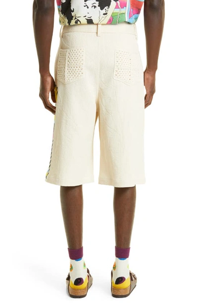 Shop The Elder Statesman Virot Ripple Pleat Front Cotton Corduroy Shorts In Ivory