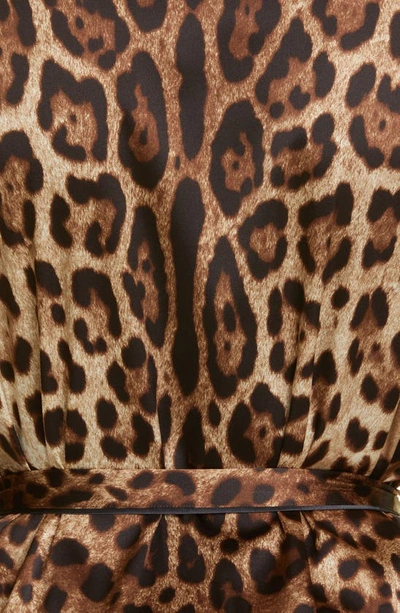 Dolce & Gabbana Diva Belted Leopard-print Silk-blend Satin Pajama Shirt In Light Brown