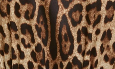 Dolce & Gabbana Diva Belted Leopard-print Silk-blend Satin Pajama Shirt In Light Brown