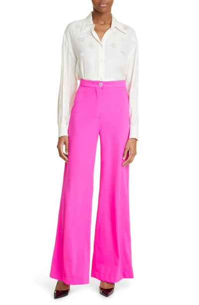 Shop Dolce & Gabbana High Waist Jersey Flare Leg Pants In Bright Pink