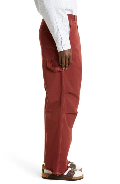 Shop Camiel Fortgens Worker Cotton Pants In Brick Red