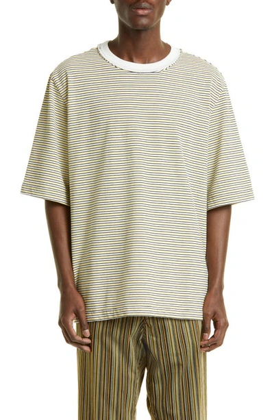 Camiel Fortgens Big Stripe Oversize T-shirt In Yellow/ White