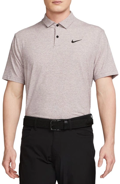 Shop Nike Dri-fit Heathered Golf Polo In Plum Eclipse/ Black