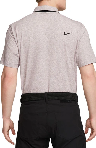 Shop Nike Dri-fit Heathered Golf Polo In Plum Eclipse/ Black