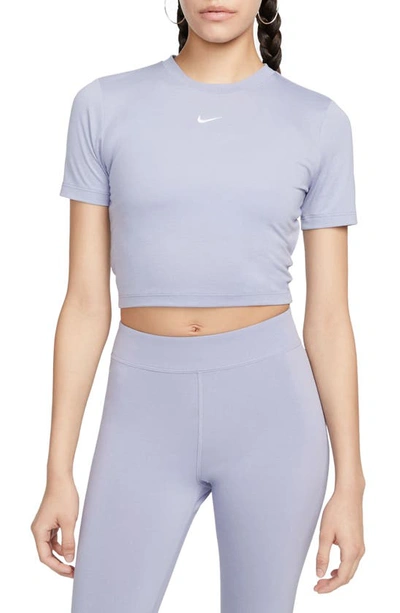 Shop Nike Sportswear Essential Slim Crop Top In Indigo Haze/ White
