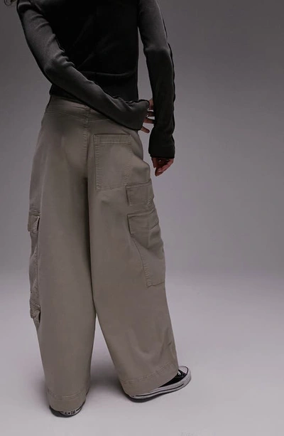 Shop Topshop Oversize Skate Cargo Trousers In Stone