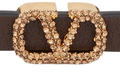 Shop Valentino Signature Vlogo Leather Bracelet In K4d Fondant/ Smoked Topaz