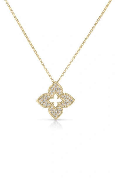 Shop Roberto Coin Venetian Princess Diamond Pendant Necklace In Yellow Gold