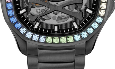 Shop Philipp Plein Skeleton Spectre Bracelet Watch, 42mm In Ip Black