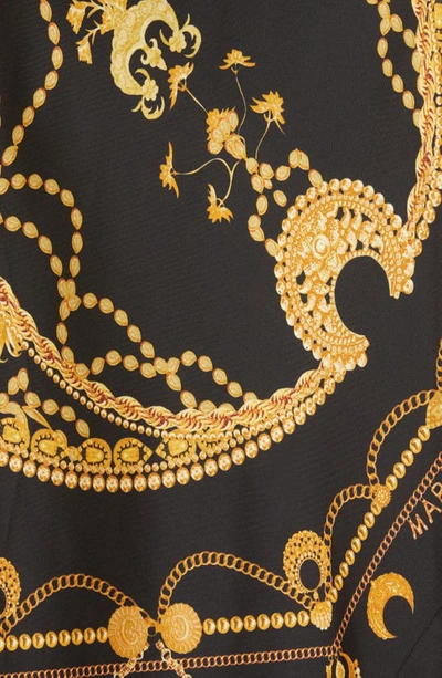 Shop Marine Serre Ornament Jewelry Print Patchwork Silk Slipdress In Ornament Jewelry Black