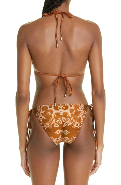 Shop Zimmermann Raie Placed Print Two-piece Bikini In Brown Damask