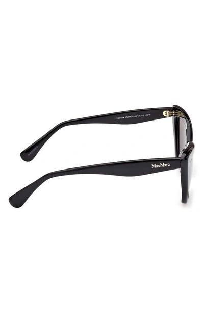 Shop Max Mara 57mm Cat Eye Sunglasses In Shiny Black / Smoke