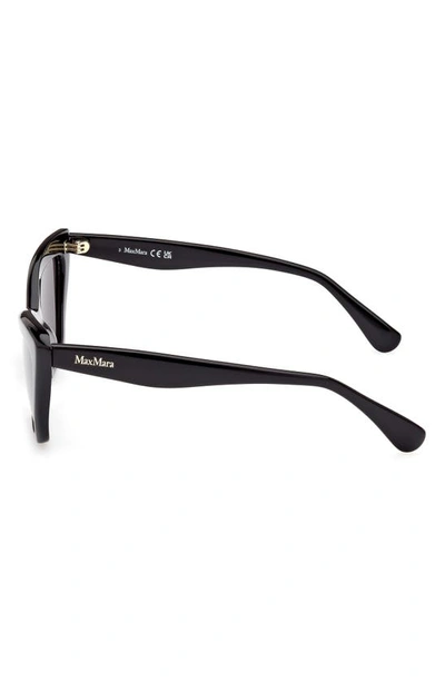 Shop Max Mara 57mm Cat Eye Sunglasses In Shiny Black / Smoke