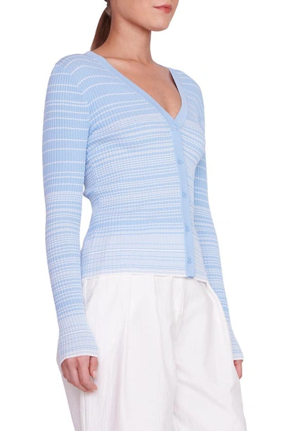 Shop Staud Cargo Colorblock Cardigan In French Blue/white