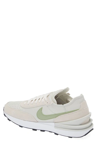 Shop Nike Waffle One Leather Sneaker In Light Bone/ Oil Green/ White