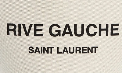 Shop Saint Laurent Rive Gauche Canvas Tote In Greggio/ Nero/ Brick