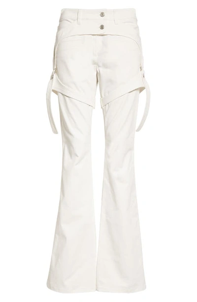 Shop Courrèges Racer Strap Wide Leg Stretch Cotton Pants In Heritage White