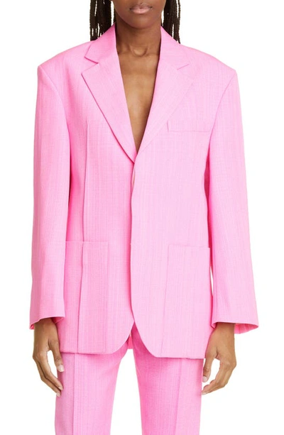 Shop Jacquemus Boxy Jacket In 430 Pink