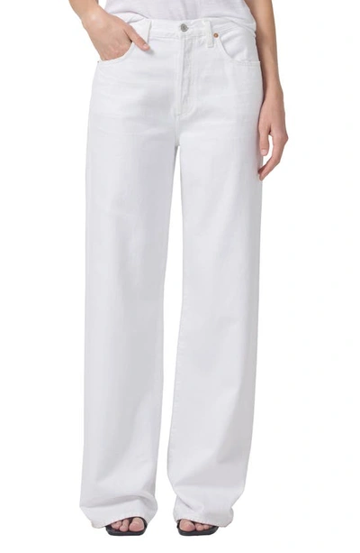 Shop Citizens Of Humanity Annina High Waist Wide Leg Organic Cotton Jeans In Seashell