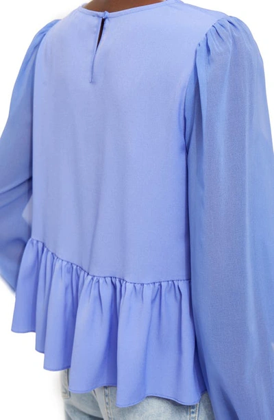 Shop French Connection Light Long Sleeve Crepe Georgette Peplum Blouse In 41-baja Blue